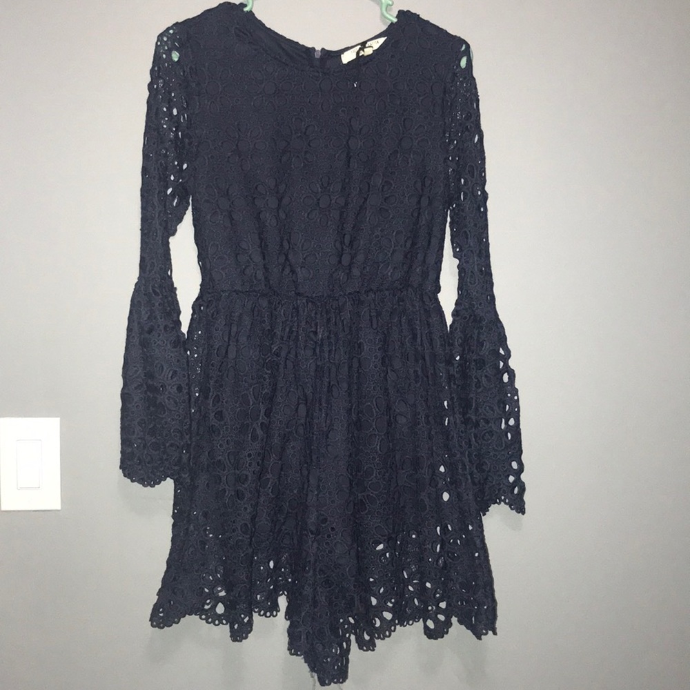 Royal blue floral cut out romper